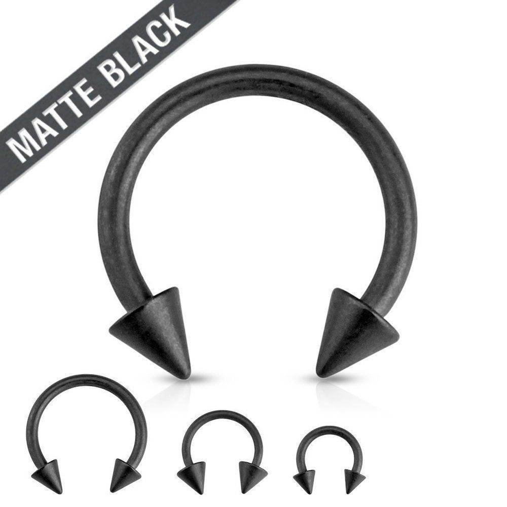 Matte Black Ip Horseshoe With Spike Ends 316l Surgical Steel Circular Barbell
